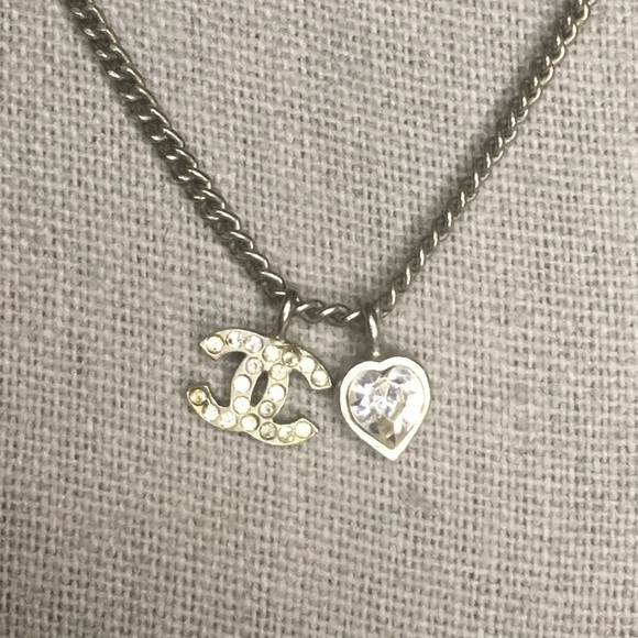 Chanel 2010 CC Pendant Rhinestone Necklace in Silvertone Metal (16in) - Picture 3 of 7